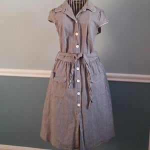 Black and white gingham button up rockabilly dress